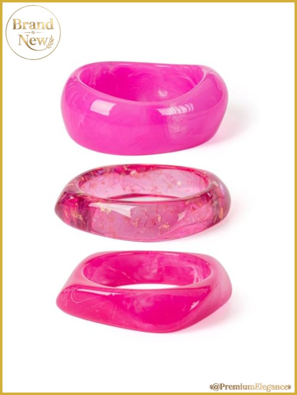 3PC Chunky Resin Bangle Set Irregular Geometric Stackable Bracelets for Women